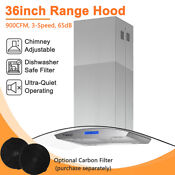 36in Island Mount Range Hood 900cfm Touch Control Led Ducted Ductless Stove Vent