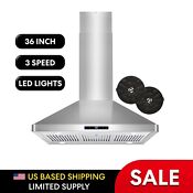 36 In Ductless Island Mount Range Hood Touch Controls Stainless Steel