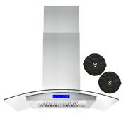 Island Range Hood Cosmo 36 In Ductless Stainless Steel Led Carbon Filter Kit