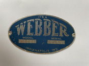 Vintage Webber Freezer Model Serial Plate Blue Silver 5 X 3 Oval