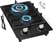 Gas Cooktop 2 Burner Dual Fuel Gas Stove Top Built In Gas Cooker 11 81 Dx20 08 W
