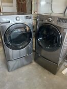 Lg Washer Dryer Combo With Pedestals Large Capacity Silver Grey