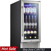 15 Beverage Refrigerator Built In Wine Cooler Mini Fridge Clear Glass Ca91761