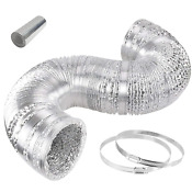 Dryer Vent Hose 4 Inch 8 Feet Flexible Aluminum Foil Ducting With 2 Clamps For H