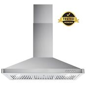 36 In Wall Mount Exhaust Hood Vent Hood Stainless Steel Vented Open Box 
