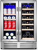 24 Inch Dual Zone Wine Beverage Built In Cooler 18 Bottles 88 Cans Capacity