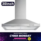 Tieasy 30inch Wall Mount Range Hood Stainless Steel 450cfm Kitchen Vent Led New