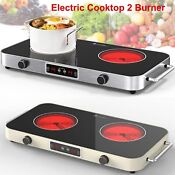 Electric Cooktop 2 Burner Portable Electric Stove Top Knob Control 110v 2200w Us