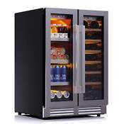 Large Dual Zone Dual Door Wine Beverage Refrigerator Cooler Fridge French Door
