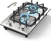 Gas Stove Top With 2 Burner Built In Gas Cooktop 12 Inch Stainless Steel Ng Lpg