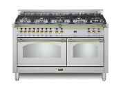 Lofra Dolcevita 60 Inch Range Freestanding Dual Fuel Double Oven Brass Stainless