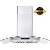 36 In Ducted Wall Mount Range Hood Stainless Steel Touch Controls Open Box 