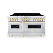 New Zline 60 Dual Fuel Range Gas Stove Electric Oven Stainless Gold Raz 60 G