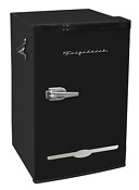 Black 3 2 Cu Ft Retro Compact Refrigerator With Side Bottle Opener New