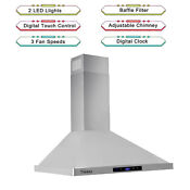 30 Range Hood 700cfm Wall Mount Stainless Steel Touch Control 3speed Stove Vent