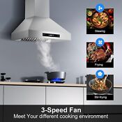 900cfm Wall Mount Range Hood 30in Stainless Steel Kitchen Stove Vent New