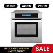24 In Stainless Steel Electric Wall Oven Open Box True European Convection