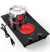 12inch Electric Radiant Cooktop Built In 2 Burner 110v Electric Stove Top Touch