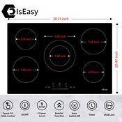 30 Inch Electric Cooktop Ceramic Glass Stove Top 5 Burners Drop In Touch Control