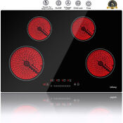 30 Built In Electric Ceramic Cooktop Stove Top 4 Burner Timer Touch Control