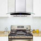 30in Wall Mount Range Hood 700cfm Stainless Steel Stove Vent Tempered Glass New