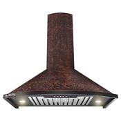 Akdy Wall Mounted Range Hood 30 Lighted Convertible In Vine Embossed Copper