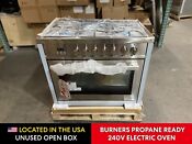 36 In 240v Dual Fuel Range 5 Propane Burners Open Box Cosmetic Imperfections 