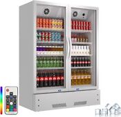 Commercial Refrigerator Glass 2 Doors Merchandiser Display Beverage 17 1 Cu Ft