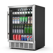 24 Beverage Refrigerator Soda Beer Cooler 190 Cans Large Fridge With Glass Door