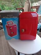 New Vector Red Mini Fridge Cooler Warmer Ac Dc Picnic Boating Travel Camping