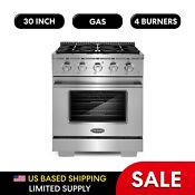 30 In Gas Range 4 Burners Convection Oven In Stainless Steel