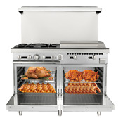 48 Natural Gas Commercial Restaurant 4 Burner Range W Standard Oven 24 Griddle