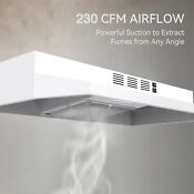30in Kitchen Under Cabinet Range Hood Cook Vent 230cfm Convertible White Painted