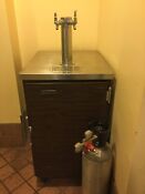 Rapids Used 2 Faucet Beer Kegerator Brown Finish With Stainless Steel Top 