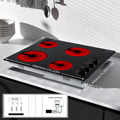 Electric Cooktop 4 Burner Electric Stove Top Rotary Konb Control 9 Heat Setting