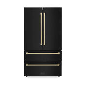Zline 36 French Door Black Stainless Steel Refrigerator Bronze Rfmz 36 Bs Cb