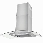 Tieasy 30 Inch Wall Mount Range Hood 450cfm Stainless Steel Tempered Glass Vent