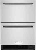 Kitchenaid Kudf204ksb 24 Undercounter Double Drawer Refrigerator Freezer
